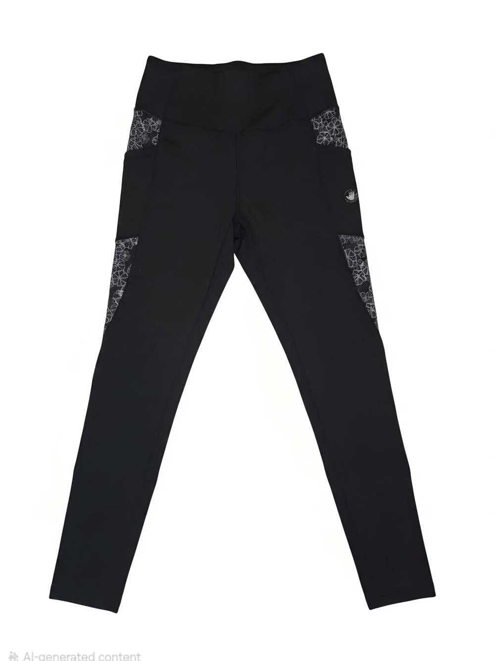Body Glove Black Leggings with Gray Patterned Side Panels Size L